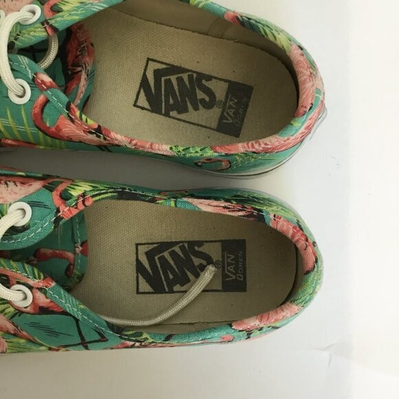 Vans Unisex Oxford Sneakers Canvas Low Top Lace Up Teal with Flamingos M5 W6.5 - Picture 5 of 9